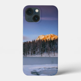 ホワイトピンクエレガントのフローラ夕日を見る iPhone 13 MINIケース