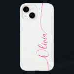 ホワイトピンクエレガントの書道のスクリプト名 Case-Mate iPhone 14ケース<br><div class="desc">ホワイトピンクの書道のスクリプトのタイポグラフィ名エレガントカスタムiPhone 14電話のケースは、白い背景に手の書道のスクリプトのにモダンは、あなたの名前を持つトレンディーとデザインのを特徴と。©Evco Studio www.zazzle.com/store/evcostudioによる設計</div>