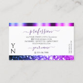 ホワイトピンクエレガントパープルスパークルグリッターモノグラム 名刺 (裏面)