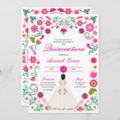 ホワイトピンクオトミエンブリダリーキンセニェラ招待状 招待状 (正面/裏面)