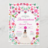 ホワイトピンクオトミエンブリダリーキンセニェラ招待状 招待状 (正面/裏面)