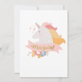 ホワイトピンクオレンジゴールドユニコーンフラワー ベビーシャワー 招待状 (裏面)