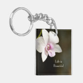 ホワイトピンクオーキッドフラワーカウアイ、ハワイ キーホルダー (正面左)