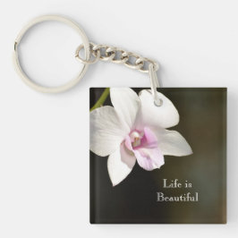 ホワイトピンクオーキッドフラワーカウアイ、ハワイ キーホルダー