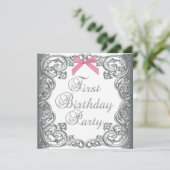 ホワイトピンクガールズ1st誕生日パーティー 招待状 (スタンド正面)