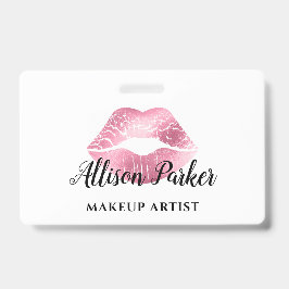 ホワイトピンクキスリップメイクアップアーティストビジネス バッジ
