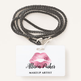 ホワイトピンクキスリップメイクアップアーティストビジネス バッジ