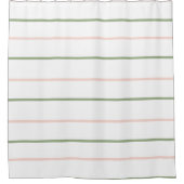 ホワイトピンクグリーンストライプ シャワーカーテン (正面)