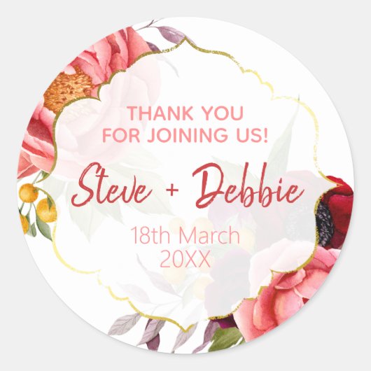 ホワイトピンクサンキュー結婚のリップクリーム大豆キャンドル ラウンドシール (正面)