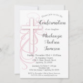 ホワイトピンクスワールクロス確認招待状 招待状 (正面)