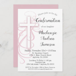 ホワイトピンクスワールクロス確認招待状 招待状