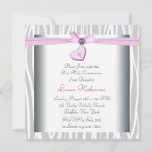 ホワイトピンクゼブラピンクハートクロスファースト聖体 招待状 (裏面)