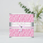 ホワイトピンクゼブラピンクハートクロスファースト聖体 招待状 (スタンド正面)