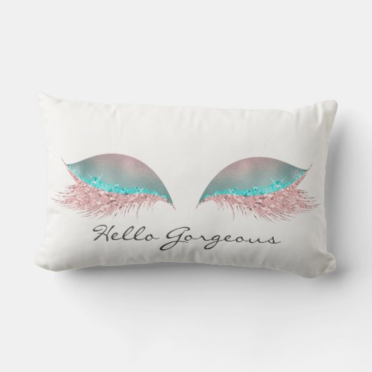 ホワイトピンクティファニーメイクアップラッシュハローゴス ランバークッション (裏面)