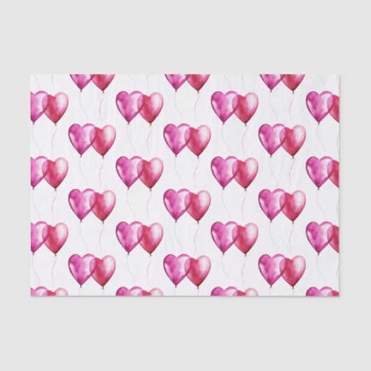 ホワイトピンクハートバルーン誕生日 薄葉紙 (正面)