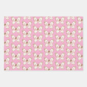 ホワイトピンクバタフライハート誕生日 ラッピングペーパーシート (正面3)