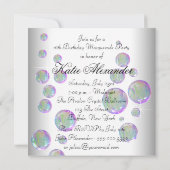 ホワイトピンクバブルSweet sixteenマスカレードパーティー 招待状 (裏面)