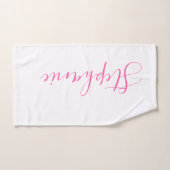 ホワイトピンクパーソナライズされたモノグラムのヨガタオル ハンドタオル (ハンドタオル)