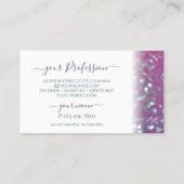 ホワイトピンクパープルティール（緑がかった色）きらめくグリッターイニシャル 名刺 (裏面)