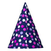 ホワイトピンクパープルブルーサークル紙キャップハット パーティーハット (裏面)