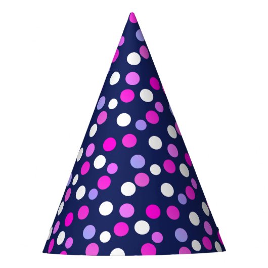 ホワイトピンクパープルブルーサークル紙キャップハット パーティーハット (正面)