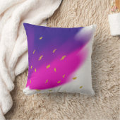 ホワイトピンクパープルブレンド、金ゴールドトーンアクセント クッション (ブランケット)