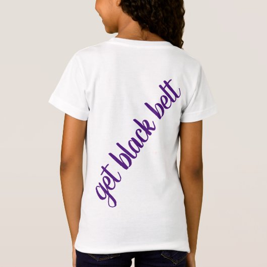 ホワイトピンクパープルモダンかわいい空手武術アーツ Tシャツ (裏面)