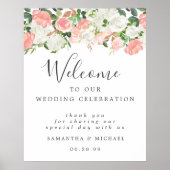 ホワイトピンクフローラが私たちのサイン結婚へようこそ ポスター (正面)