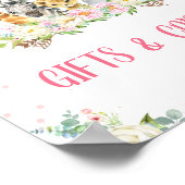 ホワイトピンクフローラサファリテーブルトップバースデーパーティー ポスター (角)