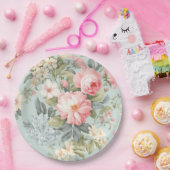 ホワイトピンクフローラ紙プレート ペーパープレート (パーティー)