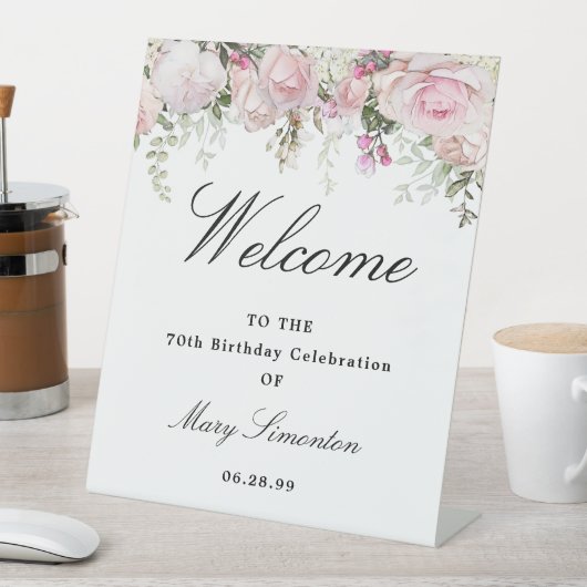 ホワイトピンクフローラ70th誕生日へようこそ 台座サイン (インサイチュ)