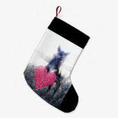 ホワイトピンクブラック/ホース&ハートクリスマスホース スモールクリスマスストッキング (正面 (吊り時))