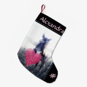 ホワイトピンクブラック/ホース&ハートクリスマスホース スモールクリスマスストッキング (正面 (吊り時))