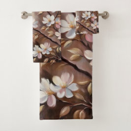 ホワイトピンクブランチバスタオル バスタオルセット