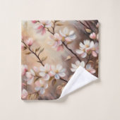 ホワイトピンクブランチバスタオル バスタオルセット (ウォッシュタオル)