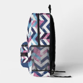 ホワイトピンクブルー大理石パターン プリントバックパック (右)