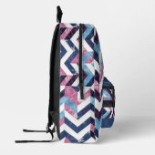 ホワイトピンクブルー大理石パターン プリントバックパック (左)