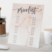 ホワイトピンクマーブル美しいネイルサロン価格表 台座サイン (インサイチュ)