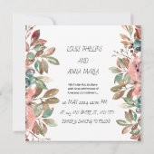 ホワイトピンクミニマル結婚式招待状カード (裏面)