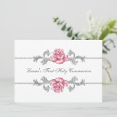 ホワイトピンクローズガールズファースト聖餐式 招待状 (スタンド正面)