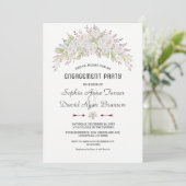 ホワイトピンクローズバーガンディ婚約パーティ 招待状 (スタンド正面)