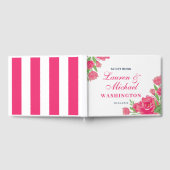 ホワイトピンクローズフラワーブーケ結婚フローラ ゲストブック (全面)