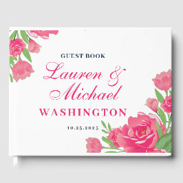 ホワイトピンクローズフラワーブーケ結婚フローラ ゲストブック