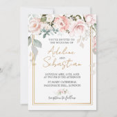 ホワイトピンクローズ結婚ズ 招待状 (正面)