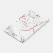 ホワイトピンクローズ金ゴールドマーブルストーンラックスネームアドレス ポストイット (アングル)