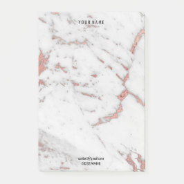 ホワイトピンクローズ金ゴールドマーブルストーンラックスネームアドレス ポストイット