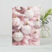 ホワイトピンクヴィンテージオーナメントクリスマス シーズンカード (スタンド正面)
