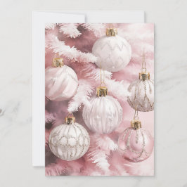 ホワイトピンクヴィンテージオーナメントクリスマス シーズンカード