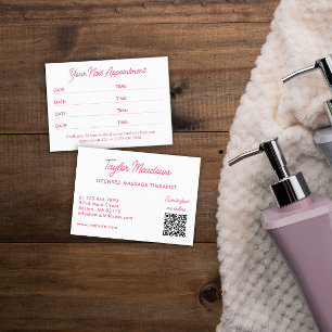 ホワイトピンク実用QRコード数々のアポイントメント 予約カード