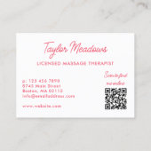 ホワイトピンク実用QRコード数々のアポイントメント 予約カード (裏面)